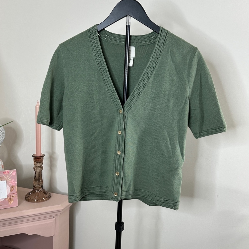 Joie Green Button-Up Women's Top MEDIUM